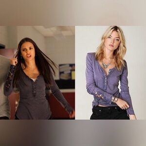 FREE PEOPLE Crochet Henley ASO Vampire Diaries XS (alt color)